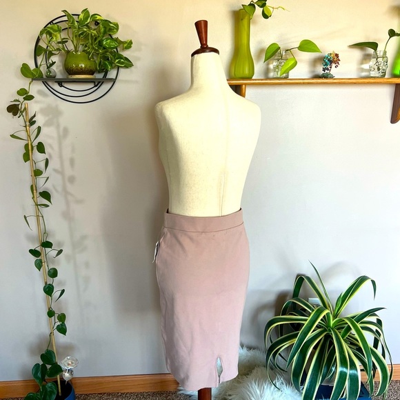 NWT Charlotte Russe Tan Khaki Cream Colored Stretchy Pencil Skirt - Picture 2 of 8